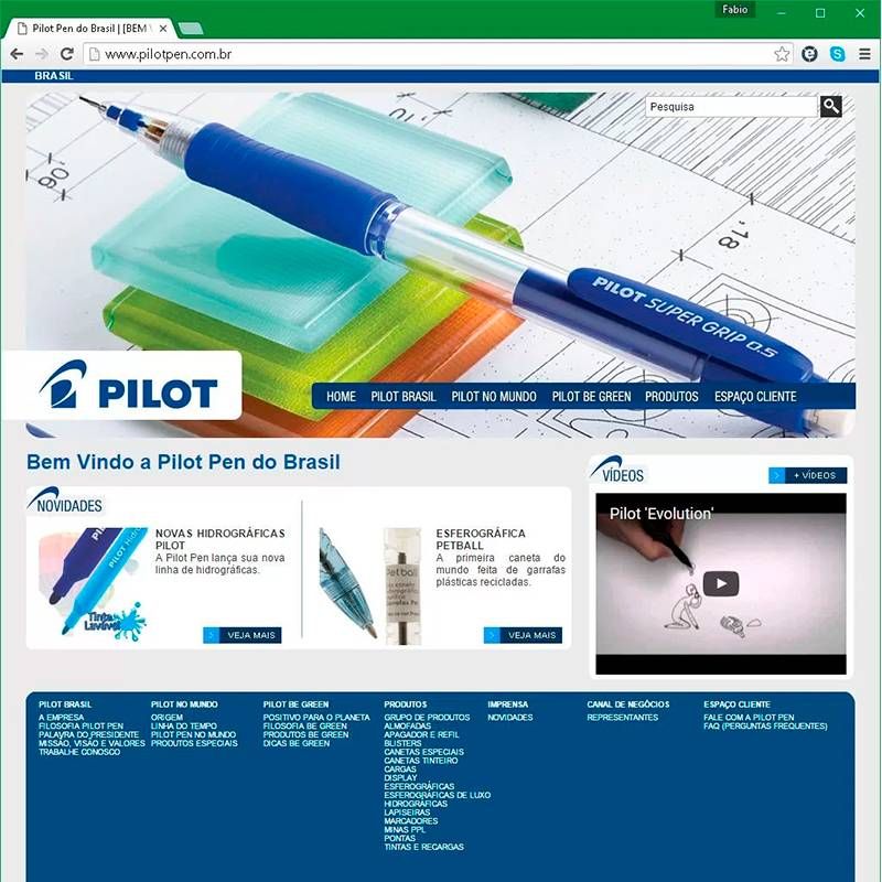 Site da Pilot Pen Brasil
